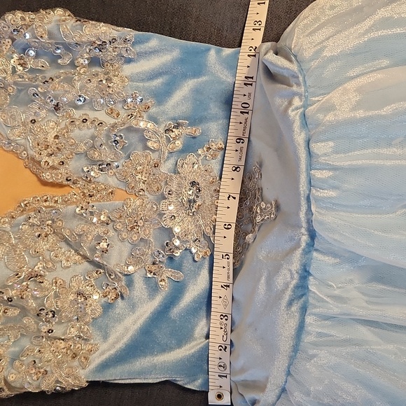 Sky Blue Proffessional Ballet Tutu Dress With Lace & Rhinestones Size S Adult - Picture 12 of 13